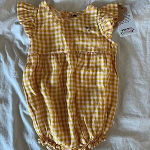 Mon Coeur Gingham Linen Baby Romper